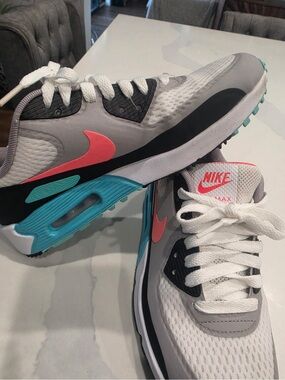 Nike Golf Shoes — Gray with Coral and Teal Highlights